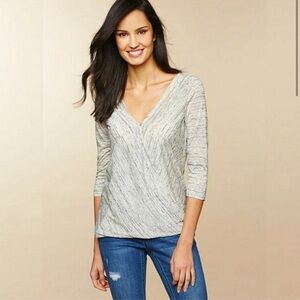 NWT Jessica Simpson Nursing Heathered Gray 3/4 Sleeve Cotton Blend Top Size XL